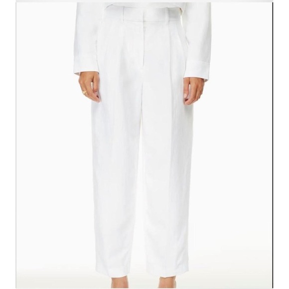 Wilfred Pants - NWT Aritzia Wilfred Carrot Linen Pants White Sz 4 High Waist Trousers Minimalist